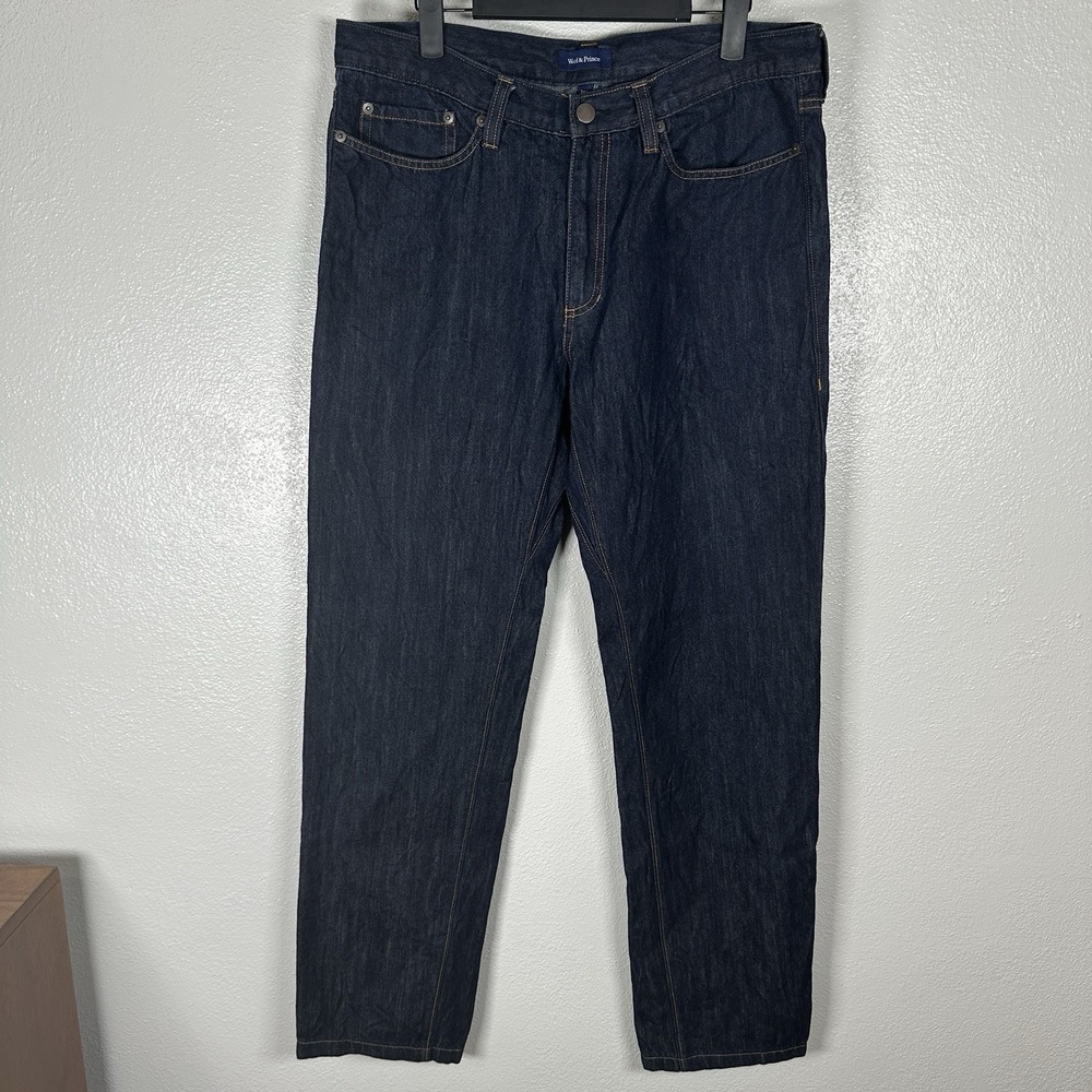 Wool & Prince Merino Denim Jeans Indigo Men's Sz 34x34 Slim Straight Lightweight